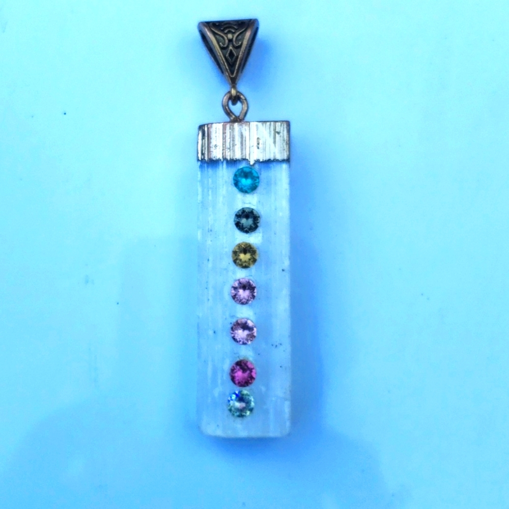 Chakra Balancing Selenite Pendant